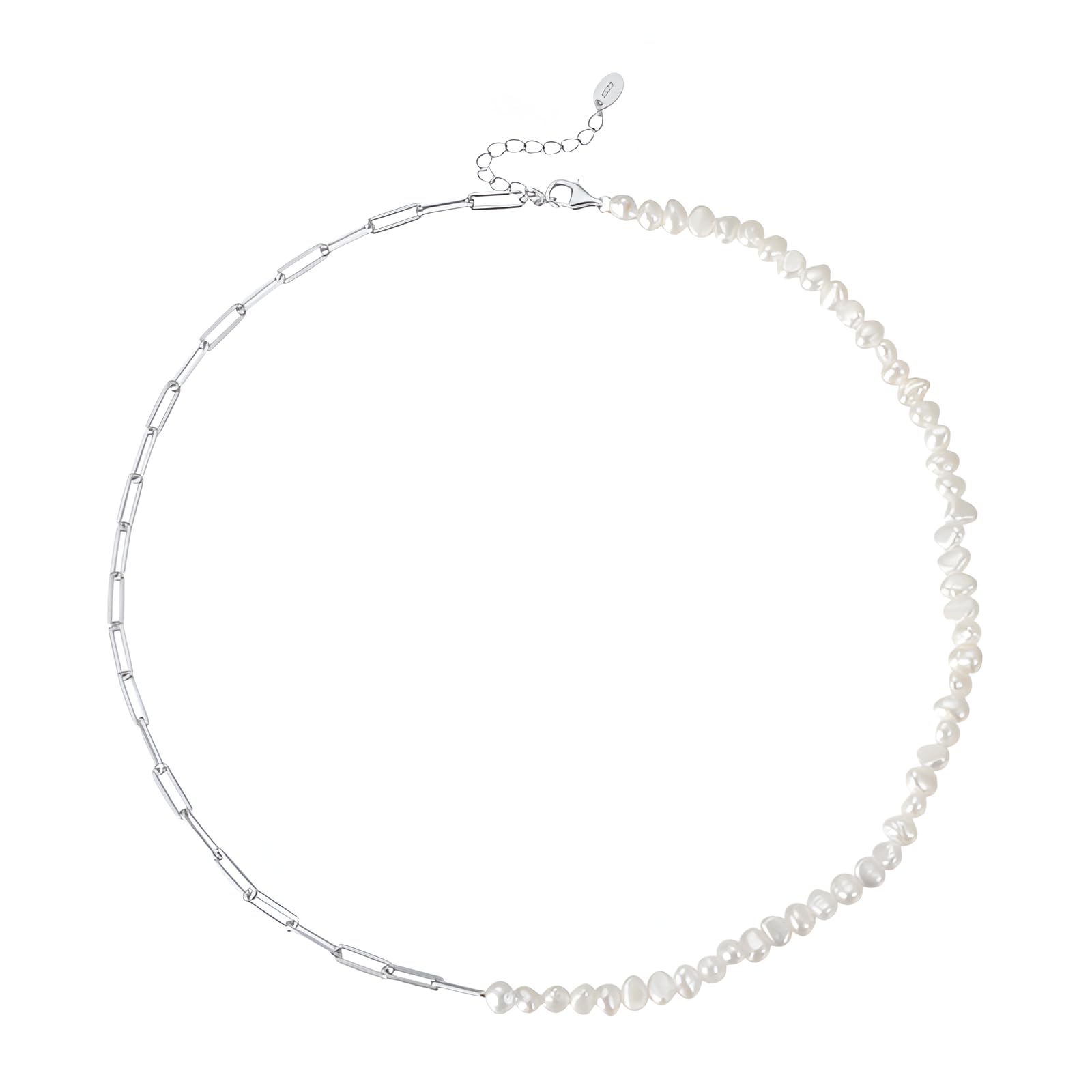 Sterlingsilber, natürlich, für Damen und Herren, Vintage-Armband – Punk-Schmucksets, Perlen-Halbketten-Halskette mit Initiale