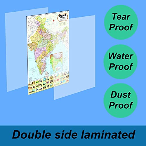 Image of India & World Map ( Both Political & Physical ) with Constitution of India Chart | LAMINATED | SET OF 5 | Useful for UPSC, SSC, IES and other competitive exams