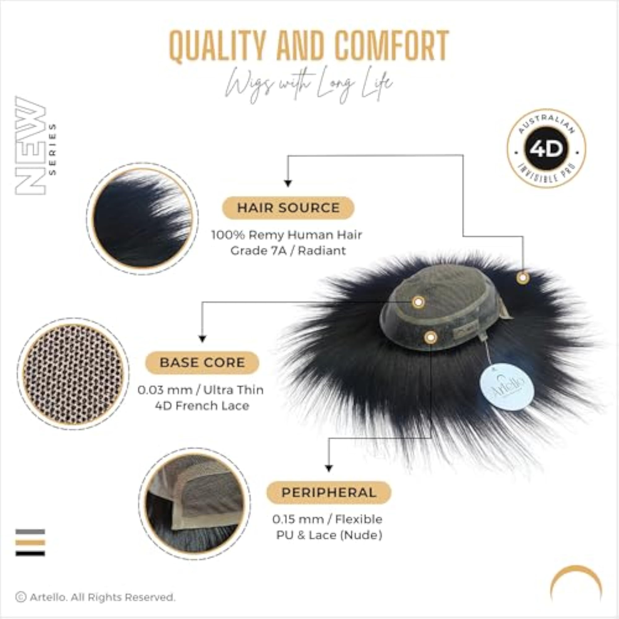 Men's 4D French Lace Hair Patch, Ultra Thin