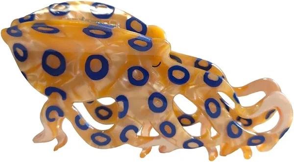 Novelty Blue-Ringed Octopus Hair Clips,Cellulose Acetate Hair Clips,Big Claw Clips for Girl,Hair Accessories