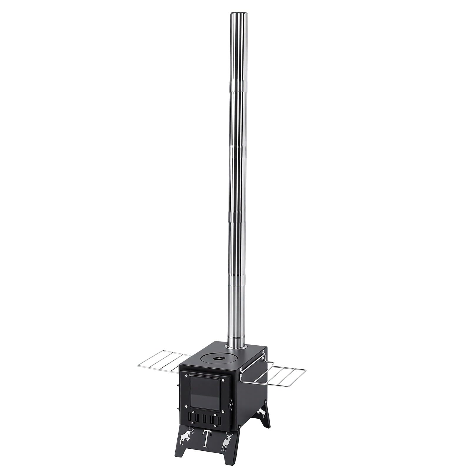 Generic Fornello a Legna da Campeggio con Presa D'aria Regolabile Design Portatile per Picnic e Tende Acciaio Al Carbonio 1 unità