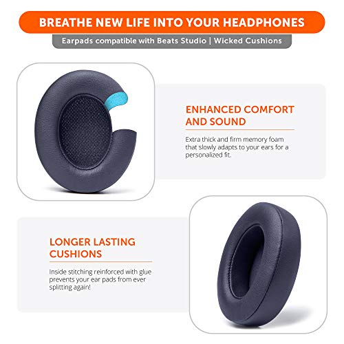Image of WC Wicked Cushions Replacement Ear Pads for Beats Studio 2 & 3 (B0501, B0500) Wired & Wireless | Does NOT Fit Beats Solo | Softer PU Leather, Enhanced Foam & Stronger Adhesive | Titanium