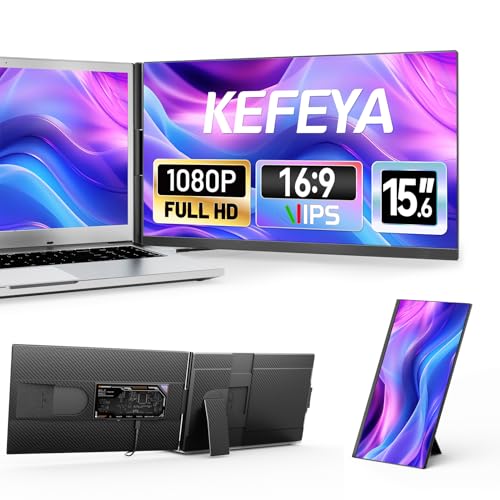 Image of KEFEYA 14.2 inch Triple Screen Extender & 15.6 inch Dual Screen Extender, Portable Monitor for Laptop, Plug and Play Monitor Extender for 13 inch-17 inch Laptops, Compatible with MAC, Windows, Android, Linux, Chrome