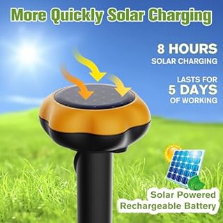 Solar Powered Mole Repellent, Ultrasonic Vole Repeller Outdoor,Waterproof Sonic Mole Deterrent Devices,Get Rid of Gophers Mouse Mole Rat Vole Snake and Rodent (4 Pack)