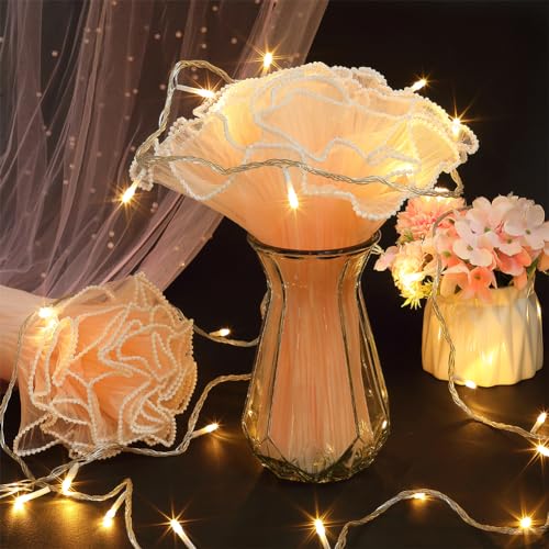 GORGECRAFT 8 Yards Pearl Edge Floral Packaging Paper 30cm Wide Flower Wrapping Mesh Paper Pink Wrinkled Wavy Organza Net Bouquet Gifts Packaging Paper for Wedding Valentine's Day Florist DIY Decor - Image 4