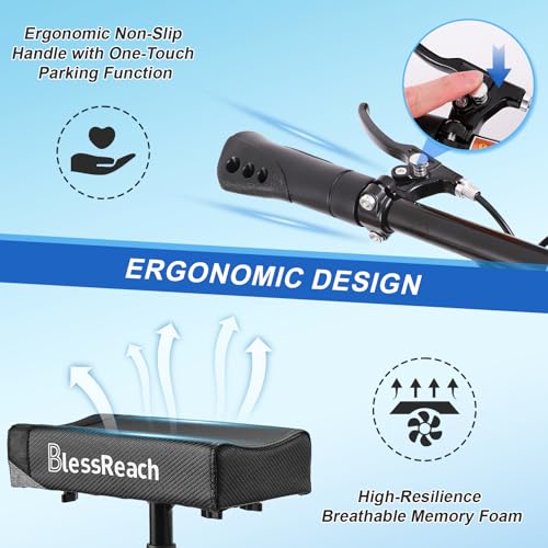 BlessReach Knee Scooter Steerable Knee Walker Deluxe Medical Scooter for Foot Injuries Adult Compact Crutches Black - Image 4