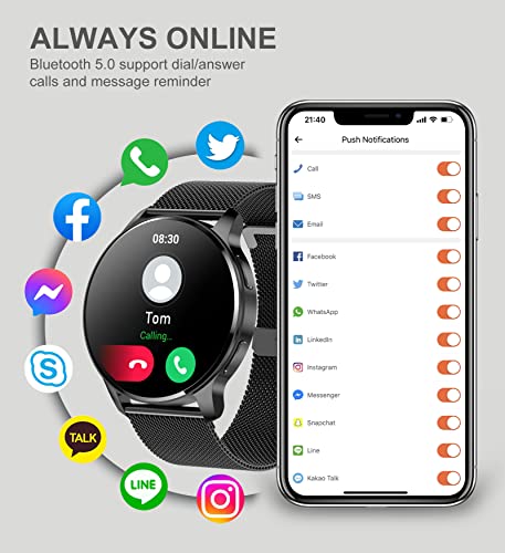 Iaret Smart Watch For Women Men, Bluetooth Call Fitness Tracker For Android And Ios Phones Waterproof Smartwatch With 1.32 Inch Hd Full Touch Screen Ai Voice Control Heart Rate Sleep Monitor Pedometer thumb #1