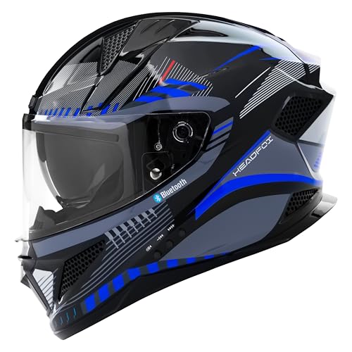 Image of HEADFOX N2F Track Full Face Bluetooth Helmet for Bike | Waterproof Smart Helmet for Men & Women | Built-in Bluetooth for Calls, ENC, Music & GPS | Voice Assist | ISI Certified
