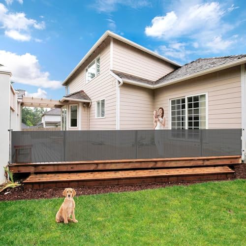 Treppenschutzgitter Türschutzgitter Ausziehbar 0-500 cm,Baby Absperrgitter Schutzgitter Treppe für Kinder,Katzen und Hunde,Geeignet für Innen Außenbereich (500cm/grau)