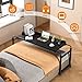 Overbed Table with Wheels Overbed Desk Over Bed Desk Rolling Desk Over Bed Adjustable Heigh Mobile Standing Laptop Table Over Bed,Rolling Tray Table for Laptop and Writing for Living Room Matte Black