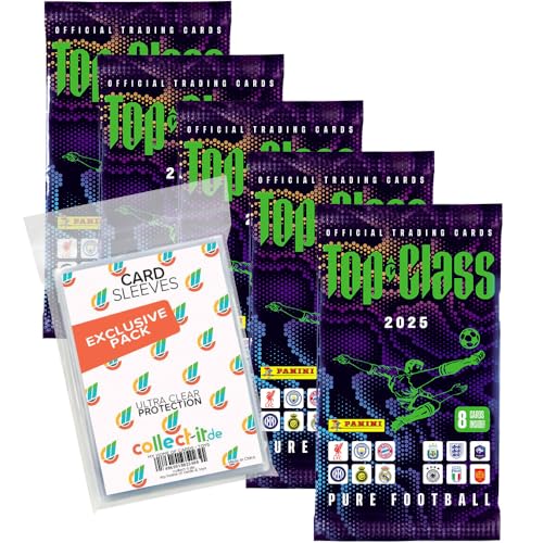 Bundle mit Top Class Pure Football 2025 - Trading Cards - 5 Booster + Exklusive Collect-it Hüllen