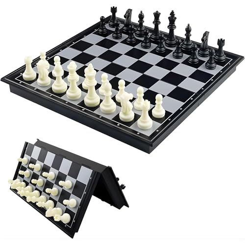 Image of Mashes Chess Board Set Magnetic Travel Folding Board Games Portable Gifts for Kids and Adult, Magnetic Travel Chess Set, Folding Chess Board, Educational Board Game Set