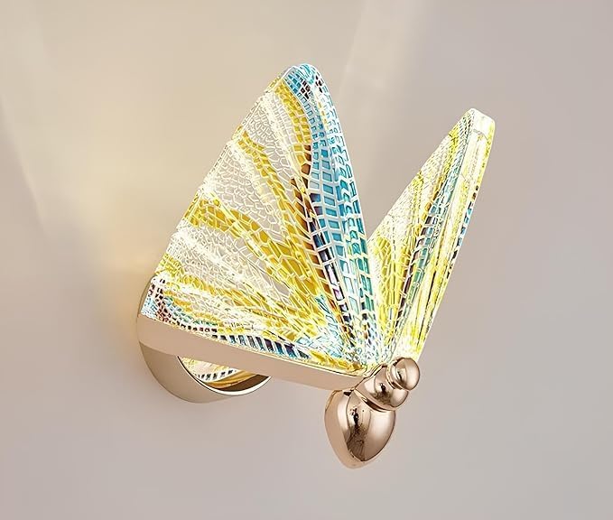 Image of Acrylic Paradise Style Butterfly LED Wall Light for Living Room & Bedroom, Modern Decorative Wall Lamp for Home, Cafe & Restaurant (Rainbow Butterfly WALL)