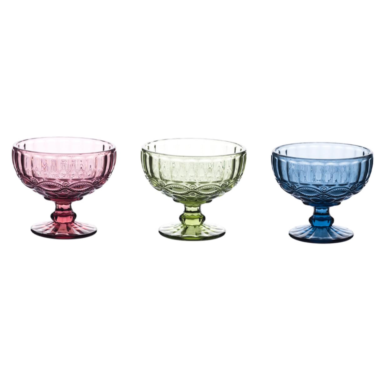 Coppa Gelato in Vetro 3 Pezzi Motivo Floreale Raffinato | Set da Dessert Decorativo, per Celebrazioni e Feste, Stile Delicato Finitura Raffinata