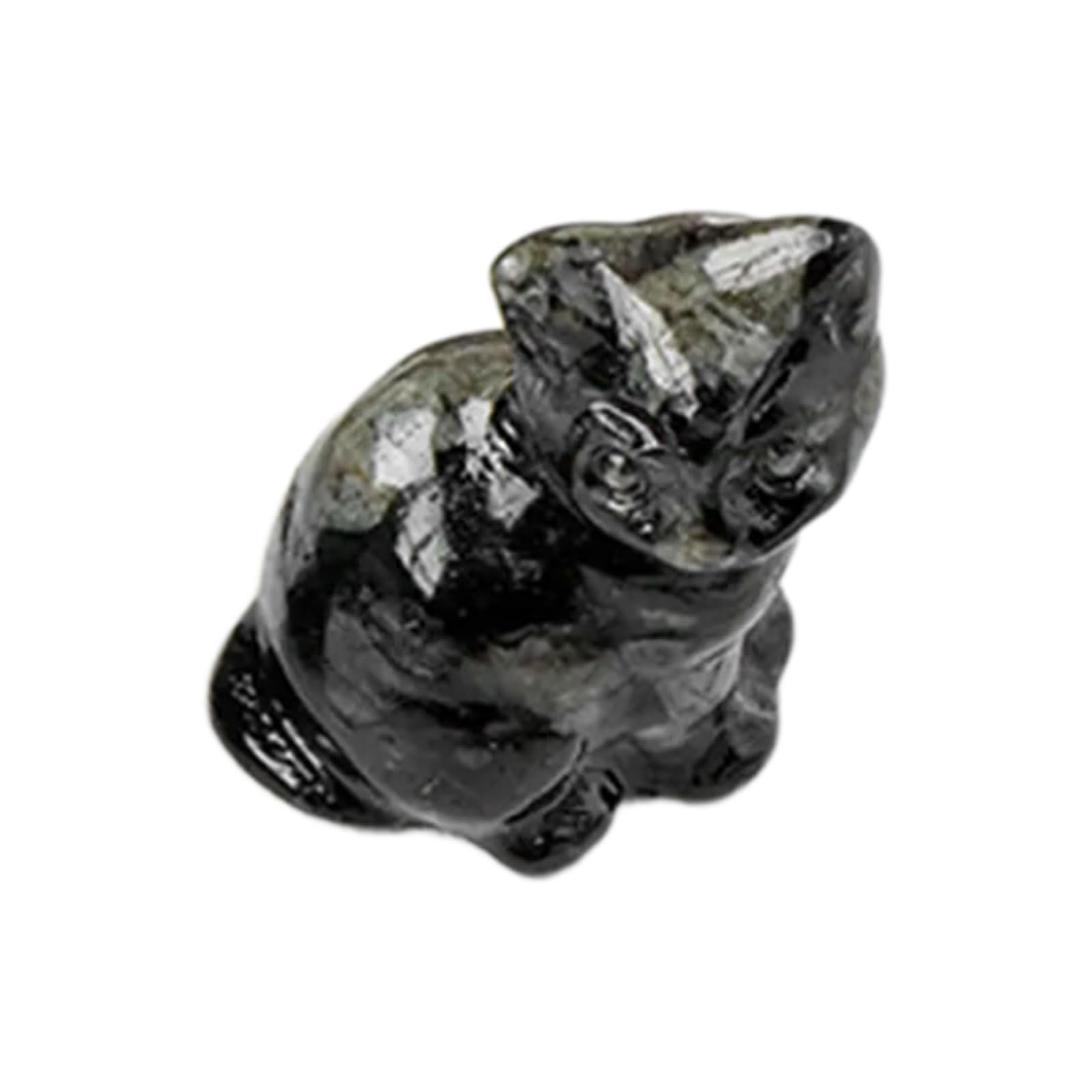 Shunzhong Natural Crystal Lucky Cats Miniature Sculpture for Home Decors Fengshui Good Luck Charm Collectible Ornament Gift Giving Sitting Cats Crystal Sculpture