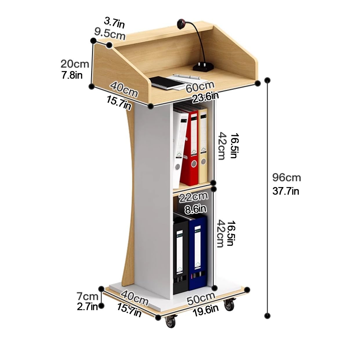 Générique Pupitre Roulant Portable, Support Classique Moderne avec Rangement Amovible, présentation Professionnelle pour écoles, églises, Mariages - Jaune