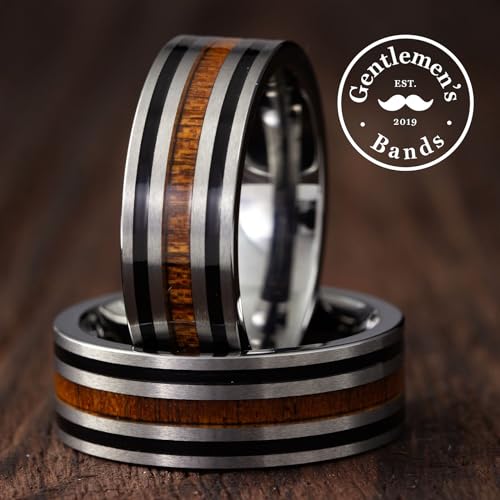 Men's Silver Tungsten Carbide Wedding Band - Premium Grade Tungsten with Barrel Wood Inlay Wedding Ring for Men - Includes Silicon Band, Leather Drawstring Pouch, & Luxury Walnut Ring Box3
