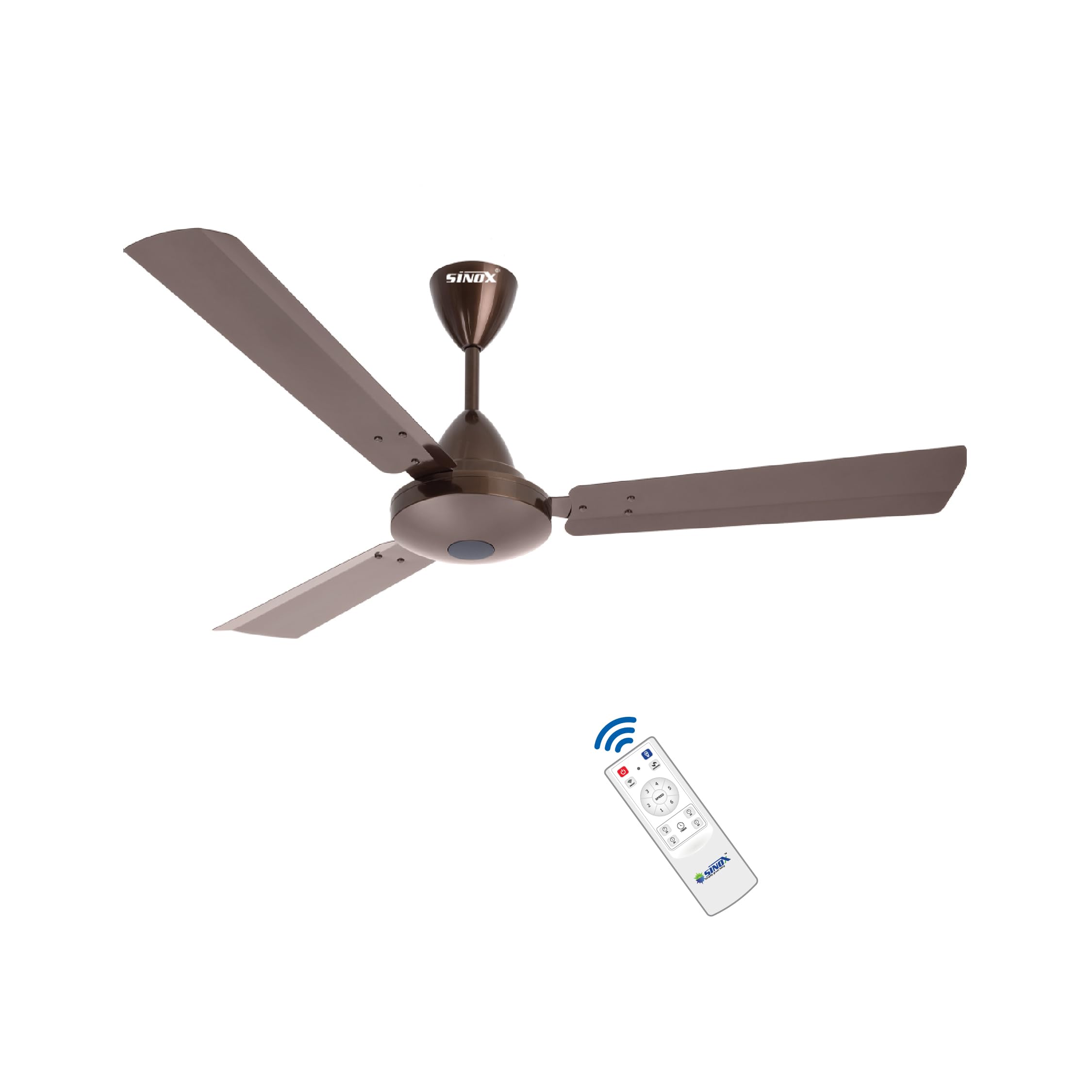 sinox edge 12v dc bldc solar ceiling fan 32 watt with remote control high speed (metallic brown)