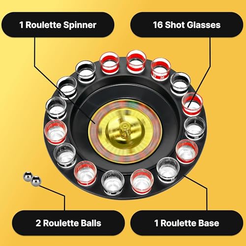 Shot Glass Roulette Drinking Game – 16-Piece Red/Black Set with 2 Metal Balls, Fun Adult Party Game for White Elephant, Game Nights, and Gifts - image 3