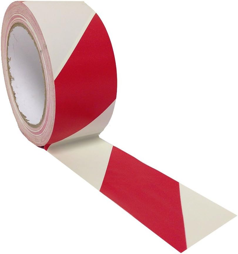 Bapna Pvc Floor Marking Tape White/Red Zebra Strip 48 mm Width x 25 Meter Length