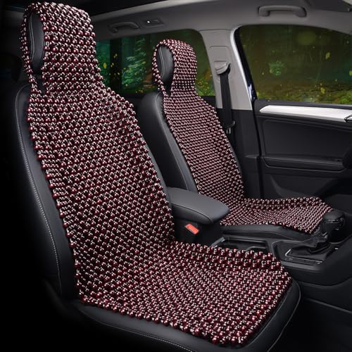 Sariny L字型カバー カーシートクッション マッサージ ウッドビーズ 車シートカバー 通気シートカバー 天然木ビーズ クールパッド 滑り止め 椅子カバーマット お車用の快適シート 夏に最適 (ブラウン,ダブルチェア)