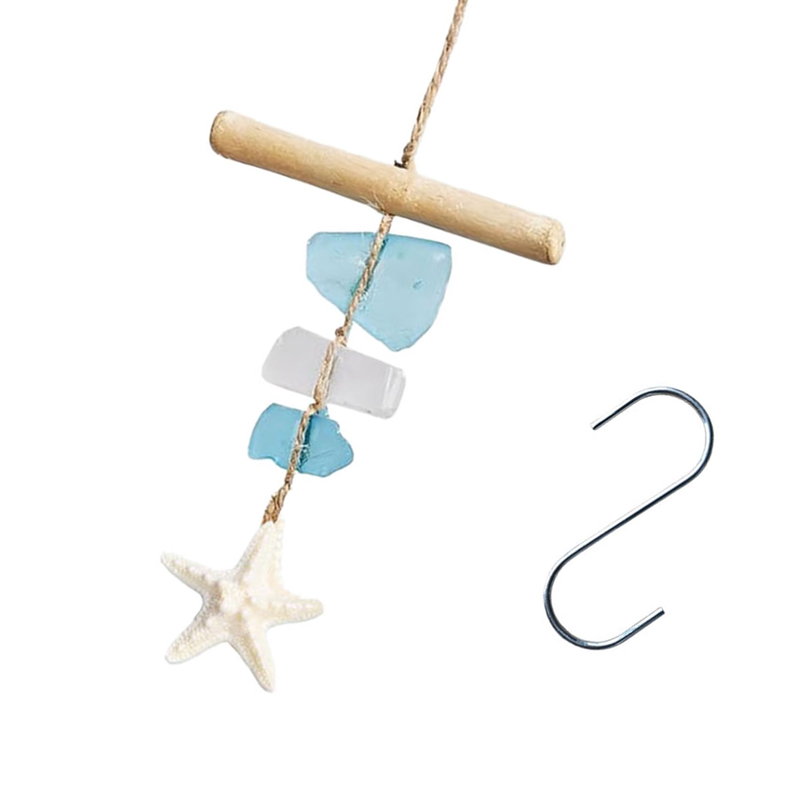 ZEPFJHE Sandblasted Sea Glass and Driftwood Wind Chimes for Patio Yard Window Handcrafted Windchimes Suncatchers