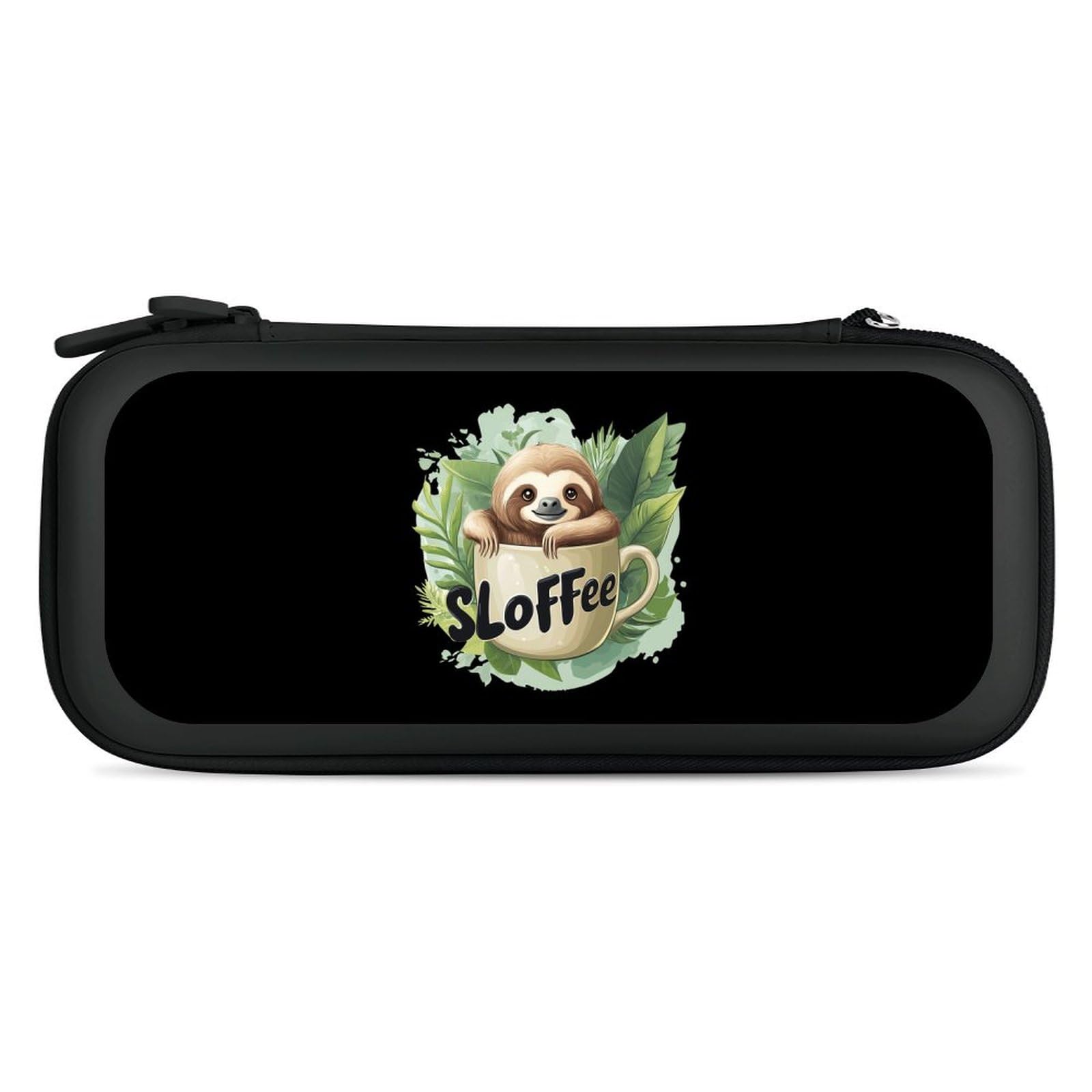 Sloth Coffee Sloffee Compatible with Switch Carrying Case Hard Travel Game Bag Pouch with 15 Games Accessories Black-style