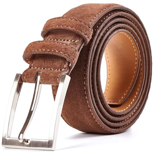 Men's Genuine Leather Suede Belts Casual Dress Belt 1 3/8