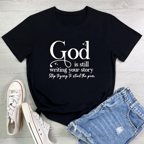 LOOKFACE Womens God is Still T Shirt Comfy Tops Graphic Tees2
