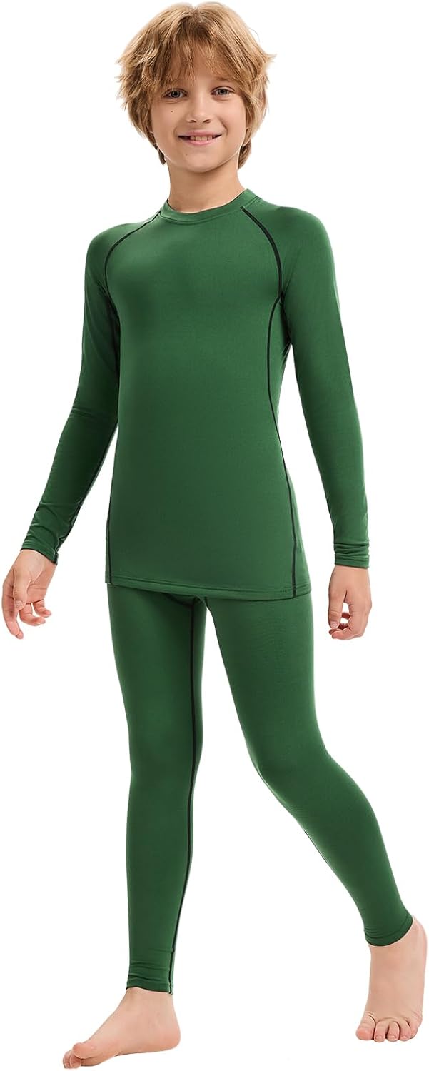 2 Pack Thermal Underwear Set for Kids Compression Thermals Top and Bottom Set Boys Long Johns Base Layer - Image 3
