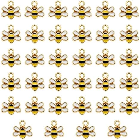  34 Pcs Mini Enamel Bee Charms DIY Jewelry Making Pendants Vintage Alloys Pendants for Earrings Bracelet Necklace Jelwery Making