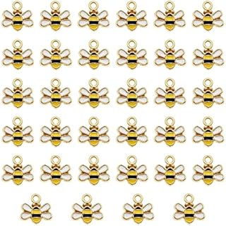  34 Pcs Mini Enamel Bee Charms DIY Jewelry Making Pendants Vintage Alloys Pendants for Earrings Bracelet Necklace Jelwery Making