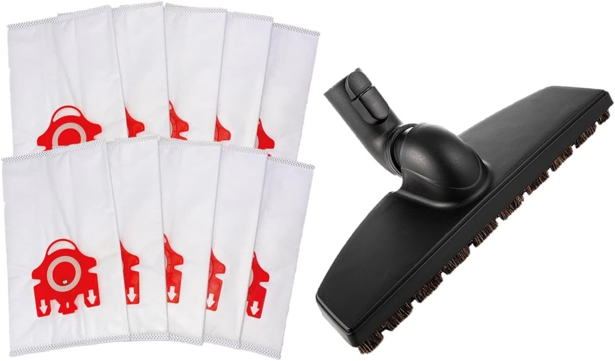 10 Pack Replacement Miele FJM Bags AirClean 3D Efficiency Vacuum Cleaner + 4 Filters + Replacement Miele Parquet Twister. Compatible with Compact C2 Compact C1 Complete C1 S241 S290 S300i S500 S700 S4 S6