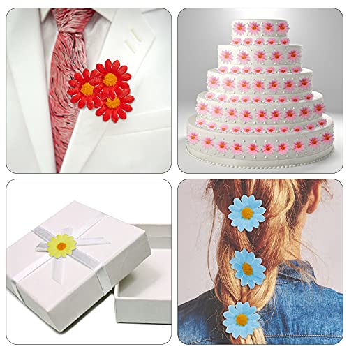 200 Pieces Faux Daisy Flowers Heads Fabric Daisy Flower Faux Daisies Craft For Wedding Decoration Diy Wreath Scrapbooking Craft Festival Home Party Decor Faux Flower (Multi Colors) #TOP2