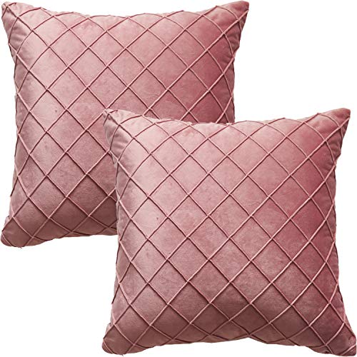 GONOVE Velvet Cushion Covers 40 X 40cm Soft Decorative Throw Pillow Cases Set of 2 Square Pillow Covers Dusky Pink Pillowcases with Invisible Zipper for Home Couch Sofa Bed