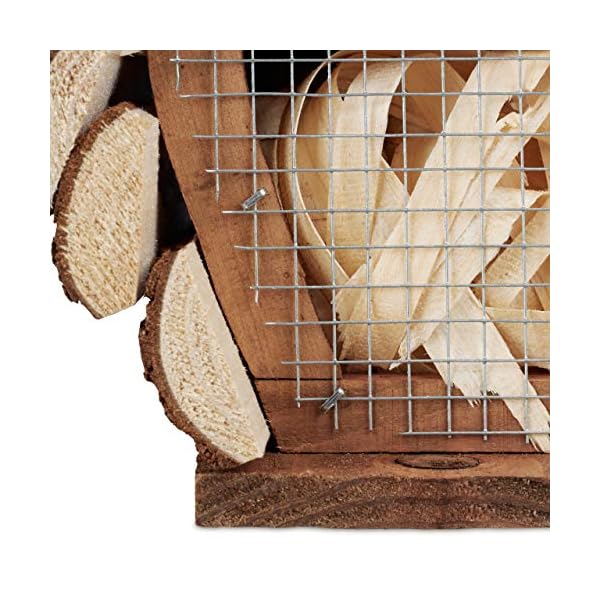 Relaxdays Insektenhotel, Nisthilfe Bienen, Florfliegen, Hummeln, Garten & Balkon, Bienenhotel HBT 20,5x17,5x11 cm, Natur – Bild 7