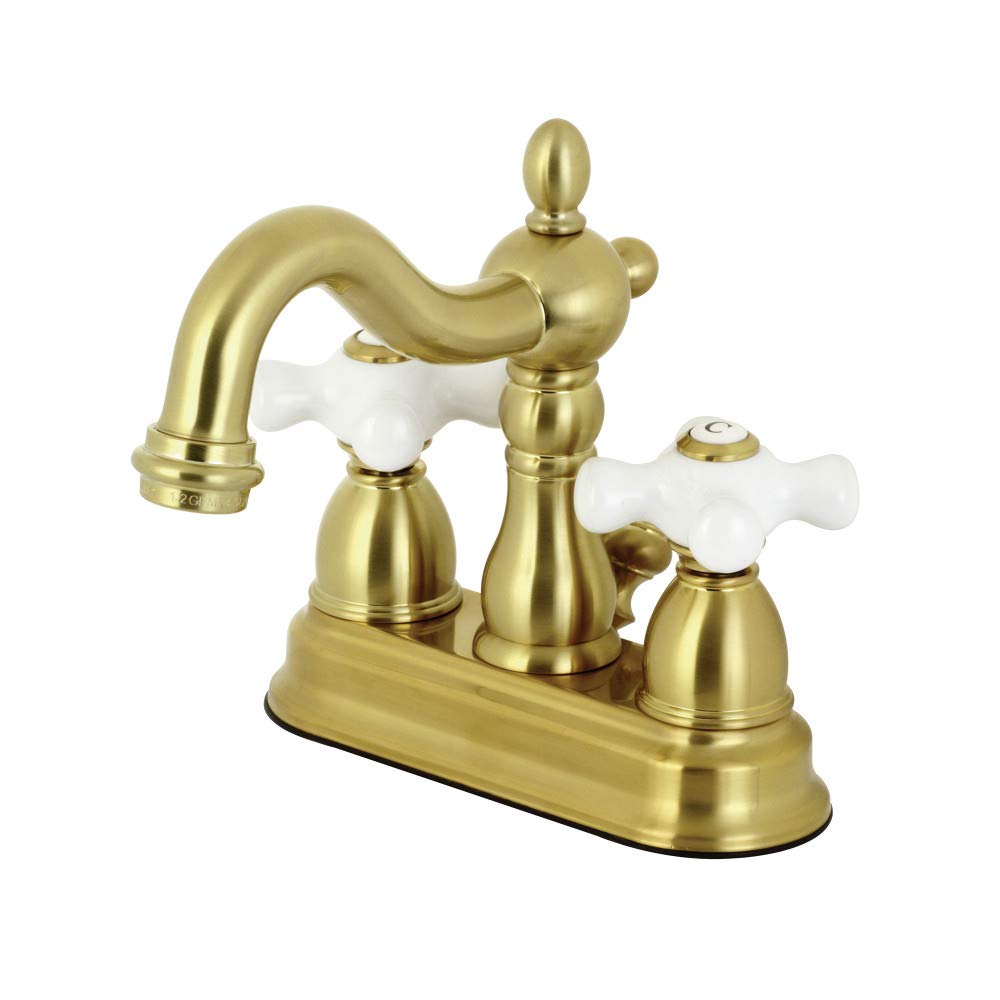 Kingston BrassKB1607PX 4 in. Centerset Bathroom Faucet, Brushed Brass