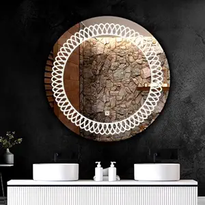 Round LED Bathroom Mirror with 3 Lighting Options (Warm, White, Natural White) - Stylish Illumination for Your Wash Basin(24 X24 INCH)