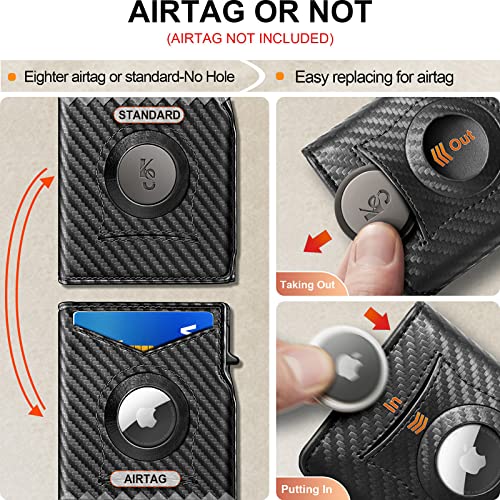 KEMISANT Airtag Wallet Men,Mens Slim Front Pocket Wallet Money Clip Standard or Apple Airtag Use 3.8"×2.8"×0.9"2