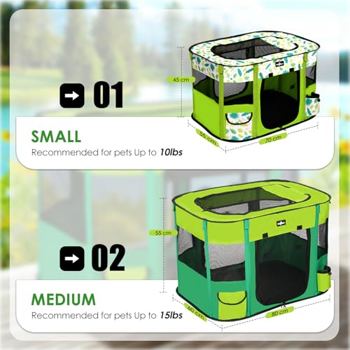 Poskena Foldable Pet Playpen, Green Dog Cage Puppy Pen For Indoor & Outdoor, Dog Tent,(70 * 55 * 45cm), Travel Dog Crate Use for Small Medium Dogs, Puppies - Image 2