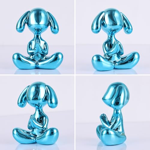 Estatua Decorativa de Perro Meditando Azul para Escritorio miniatura 5