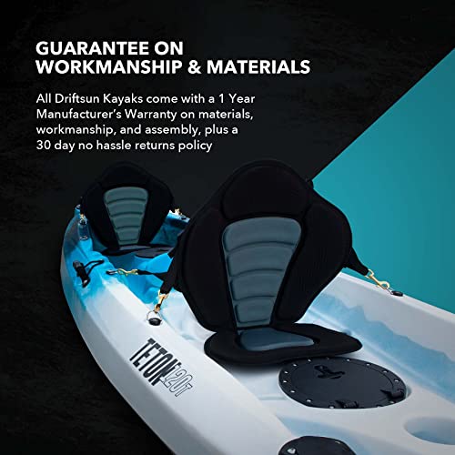 Driftsun Teton 120 Hard Shell Kayak, 2 to 3 Person Sit On Top, Perfect Fishing Kayak with Eva Padded Seats, Includes Aluminum Paddles and Rod Holder Mounts - Thumbnail 7