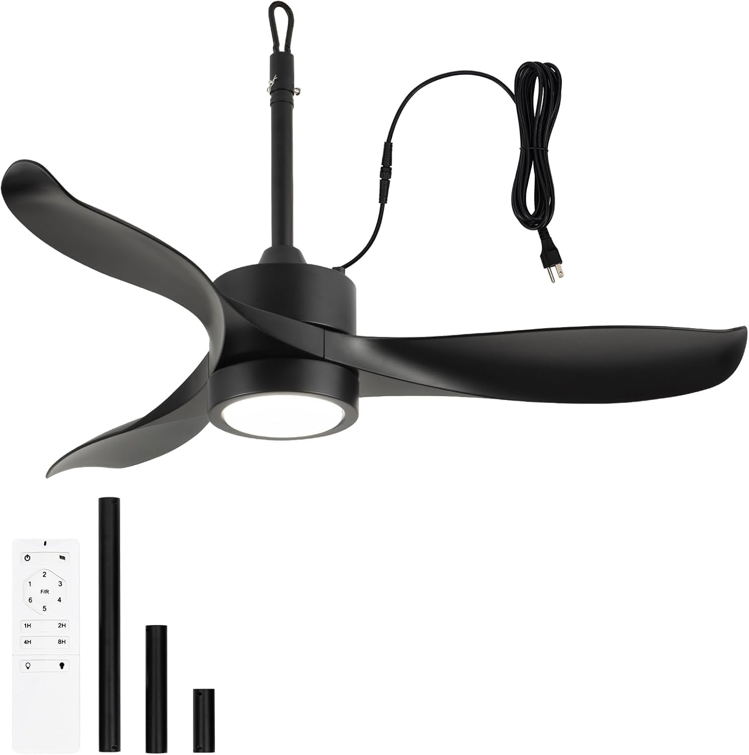 106CM Outdoor Deckenventilator mit Beleuchtung und Fernbedienung IP65 Wasserdicht Deckenleuchte mit Ventilator LED Dimmbar Lampe mit Ventilator Leise 6 Gang Fan Deckenlampe für Außen Balkon Garten