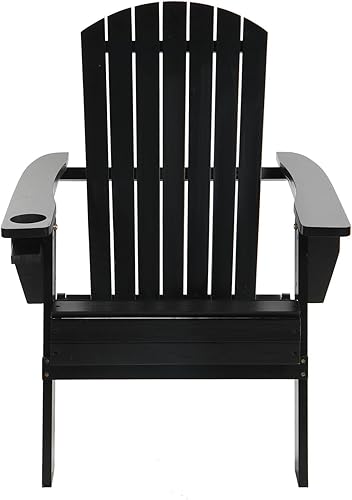 Miniatura 7 de Sillas plegables Adirondack, sillas de césped de madera para exteriores con soporte para tazas, silla de patio para jardín, patio, piscina, patio