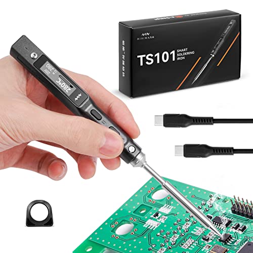 Fer à Souder Portable, TS101 65W Fer à Souder électrique Professionnel avec Pointe TS-I et Câble USB, Mini Fer à Souder Numérique Sans Fil, Entrée d'alimentation DC + PD, LCD Température Réglable