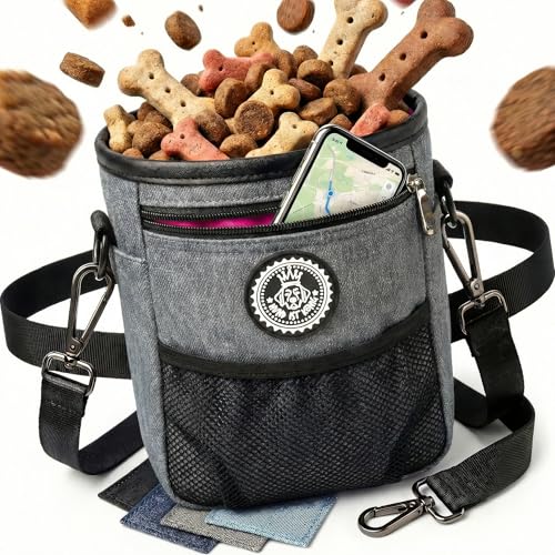 HUND IST KÖNIG Premium Leckerlibeutel für Hunde - der Alleskönner - Robuster Futterbeutel Hunde mit viel Stauraum für das Gassigehen & Hundetraining - mit Kotbeutelspender & Trainings-Ebook
