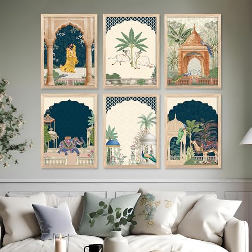 Image of ARTIFLY - Pichwai paintinng framed wall Painting for Living Room Bedroom Office Room Decor - Frame for Home Decor and Wall Decor (Design 5, 10x13 inch, Standard Packaging)