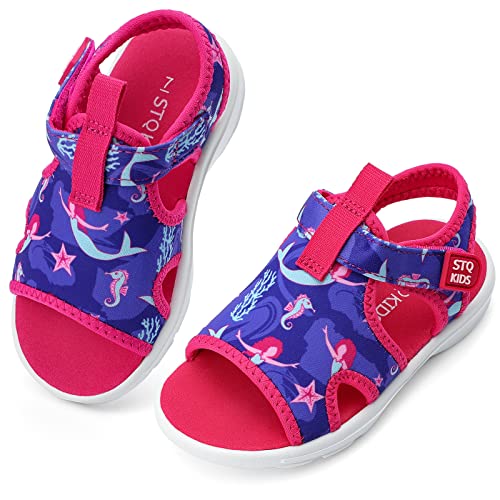 STQ KIDS Sandals for Toddler Girls Open Toe Lightweight Cute Outdoor Summer Shoes 9 M US Toddler