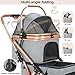 MAMIZO Doppelter Hundebuggy, Haustiere Buggy bis 15 kg, Faltbar 2 Etagen Hundewagen, Katzenbuggy für 2 Etagen mit 4 PCS verschleißfeste PU-Räderr, Hundebox Transporttasche, Grau
