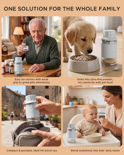 Image of GAONLY Ceramic Core Small Pill Crusher Fine Powder -Manual Pill Grinder for Elderly & Pets, Free Twist-to-Grinder for Arthritic Hands, Crushes Meds /Vitamins to Fine Powder (Blue)